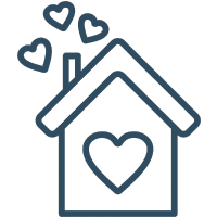House with hearts graphic
