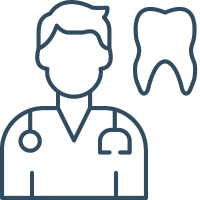 Dentist with a stethoscope icon and tooth